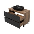 DAKOTA -100 Тумба напольная 2 ящ.  (ДСП (Дуб Гал. Черный кварц) + раковина УТ000014632