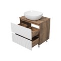 DAKOTA - 70 Тумба напольная 2 ящ.  (ДСП (Дуб Гал/ Белый) + раковина УТ000015713