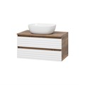 DAKOTA - 80 Тумба подвесная 2 ящ. (ДСП (Дуб Гал/ Белый) + раковина УТ000015493