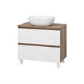 DAKOTA - 80 Тумба напольная 2 ящ.  (ДСП (Дуб Гал/ Белый) + раковина УТ000015494