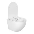 AQ1901-MW ЕВРОПА Унитаз подвесной безободковый 525*360*320мм, тонкое сиденье с механизмом плавного закрывания, крепеж, цвет матовый белый AQ1901-MW