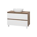 DAKOTA -100 Тумба напольная 2 ящ. (ДСП (Дуб Гал. Белый) + раковина УТ000015495