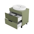 ENFIDA - 70 Тумба напольная 2 ящ. зеленая мат. эмаль + раковина УТ000022839