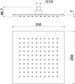 квадратный верхний душ 250*250*7 мм AQ2076CR