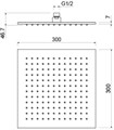 квадратный верхний душ 300*300*7 мм, матовый черный AQ2078MB