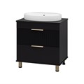 ENFIDA - 70 Тумба напольная 2 ящ. черная мат. эмаль + раковина УТ000015616