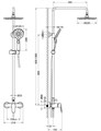 БЕТТА душевая система (смеситель для душа) 220мм, матовый черный AQ2160MB