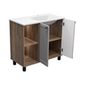 LUMUS - 90 Тумба напольная 2 дв.с нишей мат. эмаль, правая + раковина УТ000025490