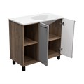 LUMUS - 90 Тумба напольная 2 дв.с нишей мат. эмаль, правая + раковина УТ000025490