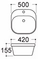 AQ5042-00 АМАДЕО раковина накладная 500*420*150 AQ5042-00