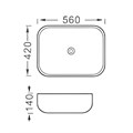 AQ5526-MB раковина 560*420*140 для установки на столешницу, матовый черный AQ5526-MB