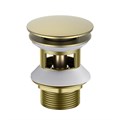 сливной набор для раковины Push-open с переливом, крышка круглая, шлиф. золото AQ6002BG