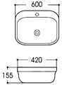 AQ6042-00 АМАДЕО раковина накладная 600*420*155 AQ6042-00