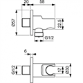 BC807XG IDEALRAIN Держатель с подключением душевой лейки 1/2", цилиндрический дизайн BC807XG