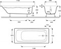 E2937-S-00 DIAPASON Ванна чугунная 170х75 см без антискользящего покрытия, без отверстий для ручек, без ножек, белая E2937-S-00