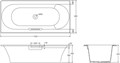E6D901-0 VOLUTE Ванна чугунная 170x80 см с антискользящим покрытием, без отверстий для ручек, без ножек, белая E6D901-0