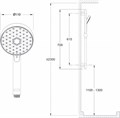 E99898RU-CP AWAKEN Geometric Душевой гарнитур со штангой, шлангом, ручным душем 110 мм, мыльницей, хром E99898RU-CP