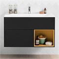 FINION Тумба под раковину 996 x 591 x 498 mm, с подсветкой LED, 2 выдвижных ящика. крепежный комплект Black Matt Lacquer / Gold Matt Lacquer G040HFPD