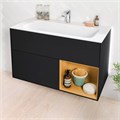 FINION Тумба под раковину 996 x 591 x 498 mm, с подсветкой LED, 2 выдвижных ящика. крепежный комплект Black Matt Lacquer / Gold Matt Lacquer G040HFPD