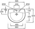 PATIO  раковина 66х52.5 см E1998G-00