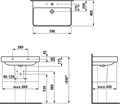 PRO S  Раковина 700 x 465 x 95 mm, 1 отверстие для смесителя по центру, цвет белый 8.1096.7.000.104.1