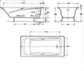 E2918-S-00 REPOS Baнна чугунная 170x80 cм без антискользящего покрытия, без отверстий для ручек, без ножек, белая E2918-S-00