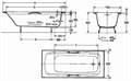 E2926-00 DIAPASON Ванна чугунная 170x75 см с антискользящим покрытием, с отверстием для ручек, без ножек, белая E2926-00