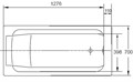 E2946-00 PARALLEL Ванна чугунная 150x70 см с антискользящим покрытием, без отверстий для ручек, без ножек, белая E2946-00