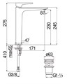 SEVEN смеситель для раковины высокий, матовый черный SE124128/2BM