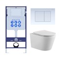 Set AQUATEK ВЕГА (рама AQUATEK Standard INS-0000012 с звукоиз.прокладкой+крепеж KKI-0000002+кнопкаKDI-0000009+унитаз ВЕГА AQ1905-00 с крышкой-сиденьем Set AQUATEK ВЕГА-009 4в1