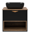 BERGEN - 60 Тумба подвесная 1 ящ (ДСП (Дуб Гал/черн мат.эмаль) + раковина УТ000016032