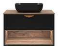 BERGEN - 80 Тумба подвесная 1 ящ. (ДСП (Дуб Гал/черн мат.эмаль) + раковина УТ000016099