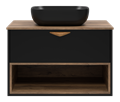 BERGEN - 80 Тумба подвесная 1 ящ. (ДСП (Дуб Гал/черн мат.эмаль) + раковина УТ000016099
