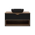 BERGEN - 90 Тумба подвесная 1 ящ. (ДСП (Дуб Гал/черн мат.эмаль) + раковина УТ000016100