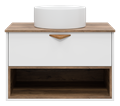 BERGEN - 80 Тумба подвесная 1 ящ. (ДСП (Дуб Гал/БЕЛ мат.эмаль) + раковина УТ000022339