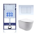 Set AQUATEK КЛАССИК (рама AQUATEK Standard INS-0000012 с звукоиз.прокладкой+крепеж KKI-0000002+кнопкаKDI-0000009+унитаз КЛАССИК AQ1111-00 с крышкой SET AQUATEK КЛАССИК-009 4в1