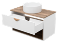 BERGEN - 90 Тумба подвесная 1 ящ. (ДСП (Дуб Гал/БЕЛ мат.эмаль) + раковина УТ000022340
