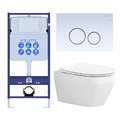 SET AQUATEK ЛЕЯ-015 4в1 (рама AQUATEK Standard INS-0000012+крепеж KKI-0000002+клавиша KDI-0000015+унитаз ЛЕЯ AQ1199-00 с тонким сиденьем soft-close) SET AQUATEK ЛЕЯ cm-015 4в1