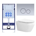 SET AQUATEK ЛЕЯ-019 4в1 (рама AQUATEK Standard INS-0000012+крепеж KKI-0000002+клавиша KDI-0000019+унитаз ЛЕЯ AQ1199-00 с тонким сиденьем soft-close) SET AQUATEK ЛЕЯ cm-019 4в1