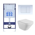 Set AQUATEK ЛИРА (рама AQUATEK Standard INS-0000012 с звукоиз.прокладкой+крепеж KKI-0000002+кнопкаKDI-0000009+унитаз ЛИРА AQ1155-00 с крышкой-сиденьем SET AQUATEK ЛИРА-009 4в1