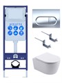 (рама AQUATEK INS-0000017 +крепление KKI-0000002 +кнопка KDI-0000043 +унитаз AQ1106L-00 +тонкое сиденье с механиз) SET ЕВРОПА New-INS17-043 4в1