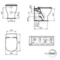 T007701 TESI AquaBlade® Напольный пристенный унитаз соло, горизонтальный выпуск (универсальный), глубокий смыв T007701