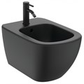 T3552V3 TESI BLACK Подвесное биде, с отверстием под смеситель, с отверстием перелива, с крепежом TT0299598 (для полностью скрытого монтажа) T3552V3
