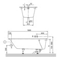 UBQ 180 OBE 2V-01 OBERON Solo Ванна 180x80, с ножками, белая, материал кварил Quaryl®, вкл. сверло для перелива UBQ180OBE2V-01
