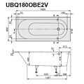 UBQ 180 OBE 2V-01 OBERON Solo Ванна 180x80, с ножками, белая, материал кварил Quaryl®, вкл. сверло для перелива UBQ180OBE2V-01