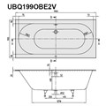 UBQ 199 OBE 2V-01 OBERON Duo Ванна 190x90, с ножками, белая, материал кварил Quaryl® UBQ199OBE2V-01
