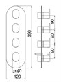 UP термостатический смеситель для ванны 4 выхода (внешняя часть) UP94104CR