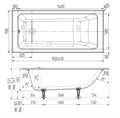 Wotte Line 1500х700х392 ванна чугунная (БП-э00д1465) Line 1500x700