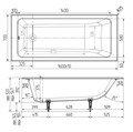Wotte Line 1600х700х392 ванна чугунная (БП-э00д1466) Line 1600x700