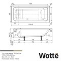 Wotte Line 1700х700х392 ванна чугунная (БП-э00д1467) Line 1700x700